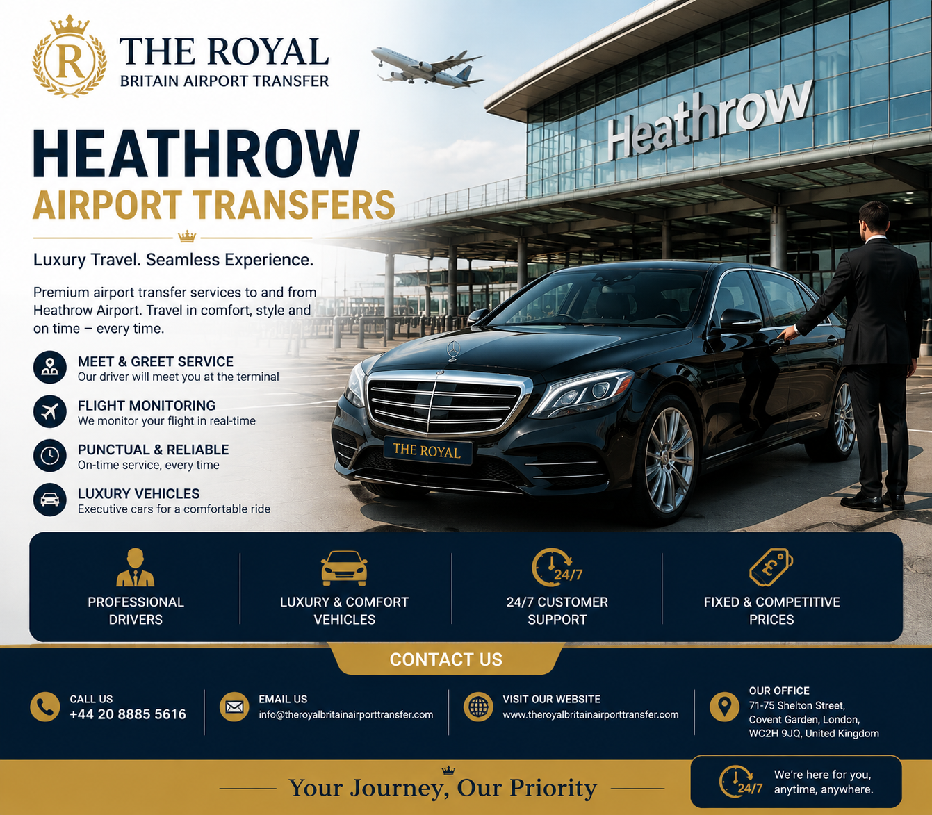 You are currently viewing Heathrow Airport Transfer Service – Fixed Prices, 24/7 Travel