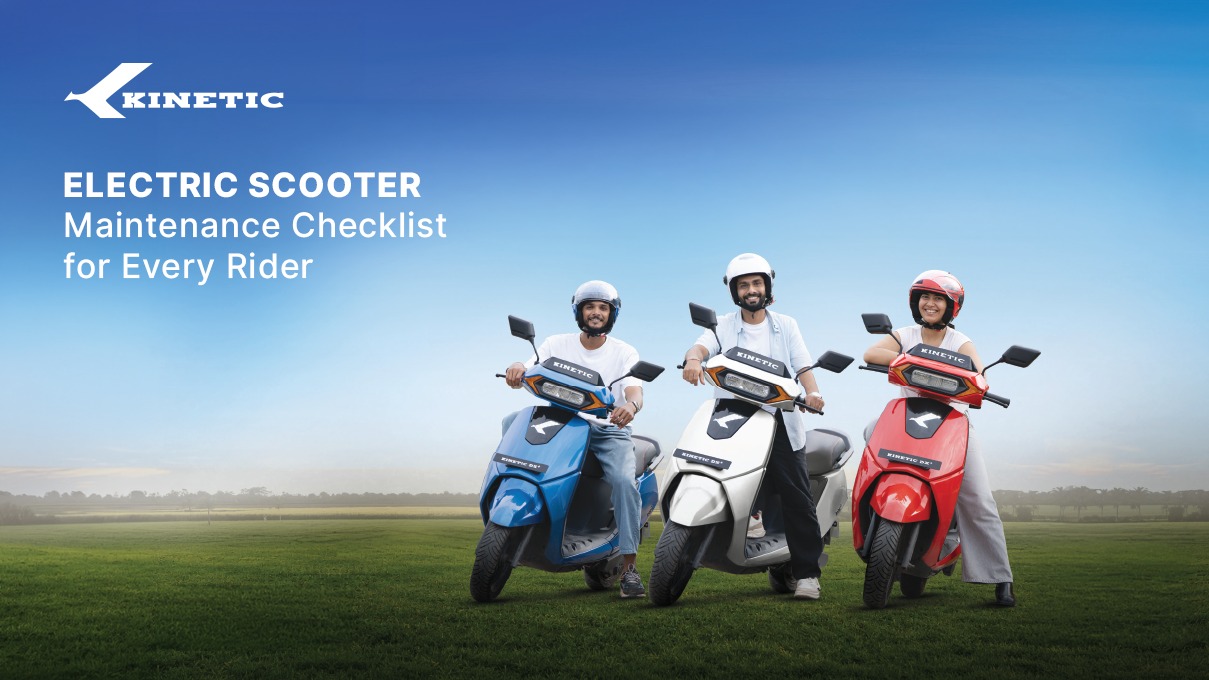 Kinetic electric scooters with riders for an electric scooter maintenance checklist